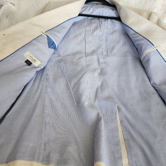 Tasso Elba‎ Island Mens XL Beige 100% Linen 2-Button Blazer Suit Jacket *FLAW* - Picture 6 of 15